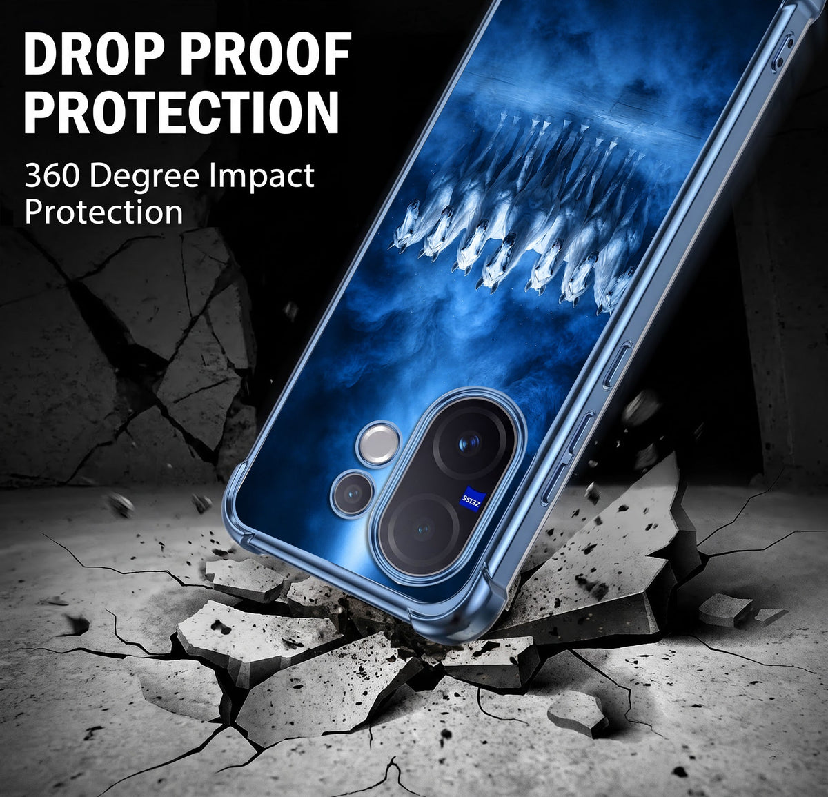 Vivo V60 5G Running Horses Airbags Printed Back Case
