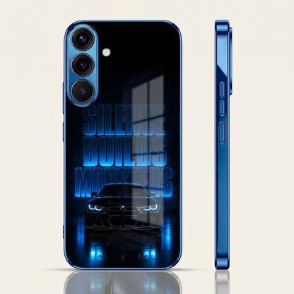 Samsung Galaxy A56 5G Silence Build Monsters Blue Electroplated Glass Phone Back Case