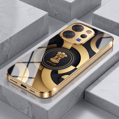 Vivo V70 5G Royal Emblem Gold Electroplated Glass Phone Back Case