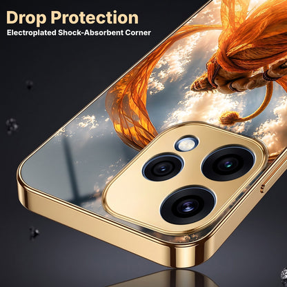 Oppo Reno 15 5G Divine Hanuman Gold Electroplated Glass Phone Back Case