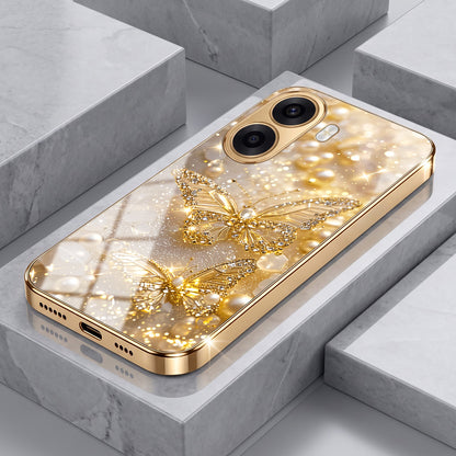 Oppo K14x 5G Golden Butterfly Gold Electroplated Glass Phone Back Case