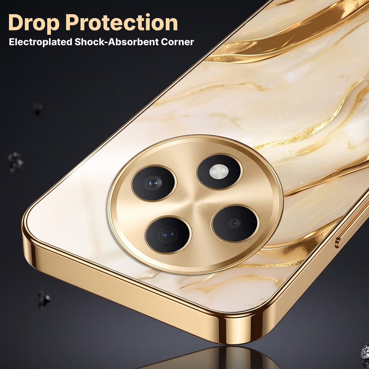 Oppo F27 5G Marvel Texture Gold Electroplated Glass Phone Back Case