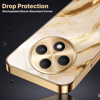 Oppo F27 5G Marvel Texture Gold Electroplated Glass Phone Back Case