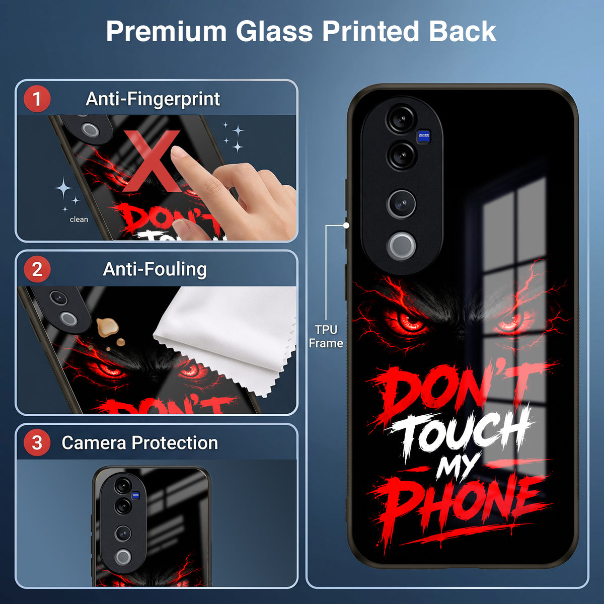 Vivo V40 Pro 5G Don't Touch My Phone Acrylic Glass Back Case