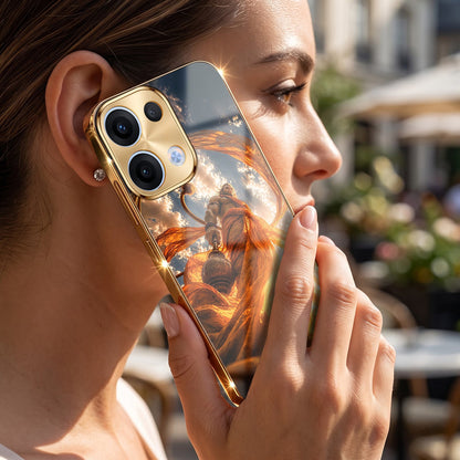 Oppo Reno 13 5G Divine Hanuman Gold Electroplated Glass Phone Back Case