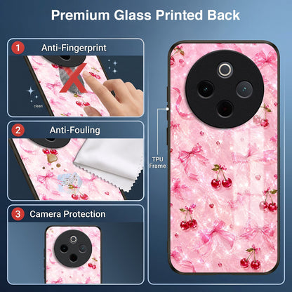 Vivo T4 5G Pink Cherry Blossom Acrylic Glass Back Case