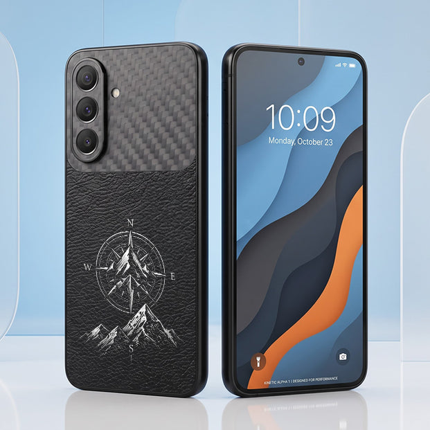 Samsung Galaxy A37 5G Compass Carbon Fiber Leather Hybrid Back Case