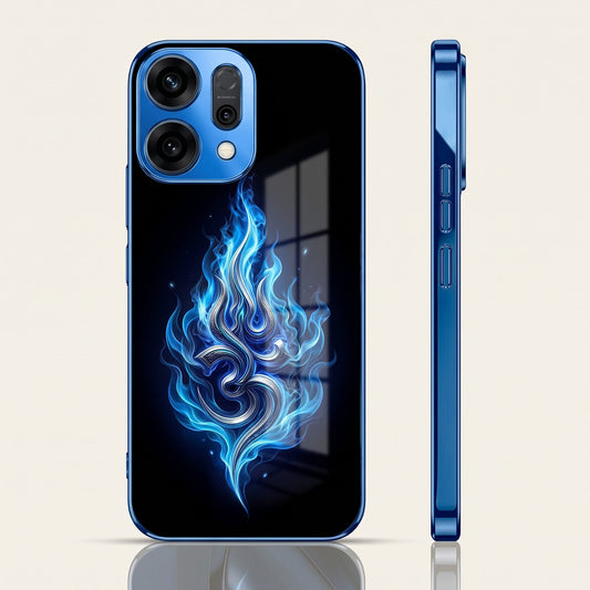 Oppo Reno 14 5G Blue Flame OM Blue Electroplated Glass Phone Back Case