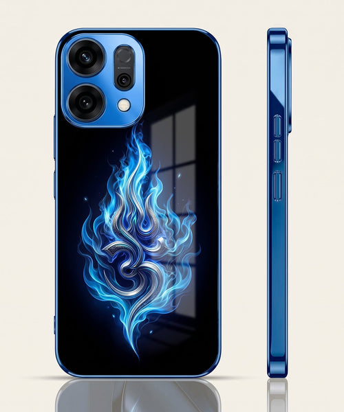 Oppo Reno 14 5G Blue Flame OM Blue Electroplated Glass Phone Back Case