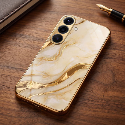Samsung Galaxy A36 5G Marvel Texture Gold Electroplated Glass Phone Back Case