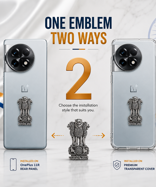 OnePlus 11R 5G Compatible Satyamev Jayate 3D Metal Emblem Sticker