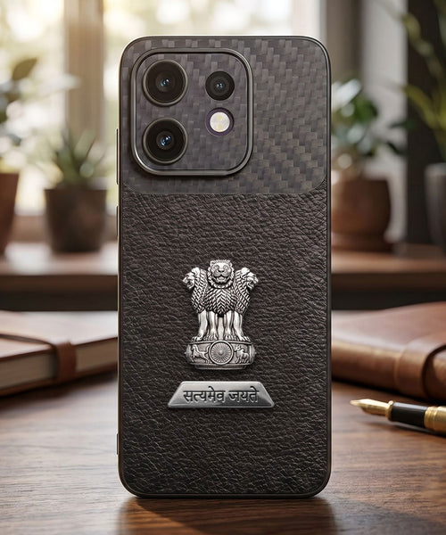 Oppo Reno 16 5G Satyamev Jayate 2-in-1 Emblem Carbon Fiber Leather Phone Case