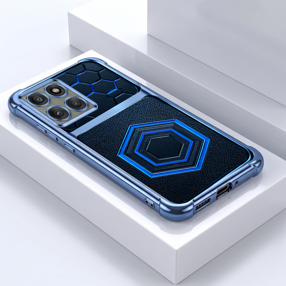 Motorola Edge 60 Pro 5G Cyber Hexagon Dual-Tone Transparent Airbags Case
