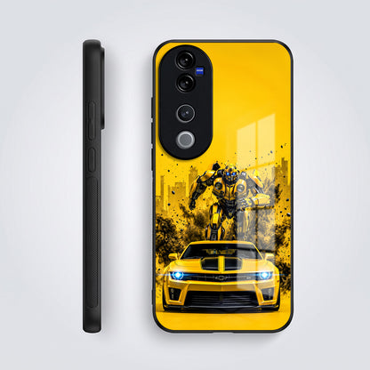 Vivo V40 Pro 5G Yellow Transformers Car Acrylic Glass Back Case