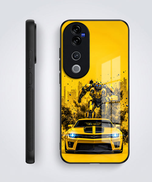 Vivo V40 Pro 5G Yellow Transformers Car Acrylic Glass Back Case