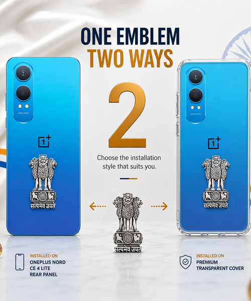OnePlus Nord CE4 Lite 5G Compatible Satyamev Jayate 3D Metal Emblem Sticker