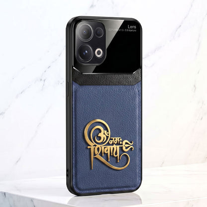 Oppo Reno13 5G Om Namah Shivay 3D Gold Metal Leather Back Case