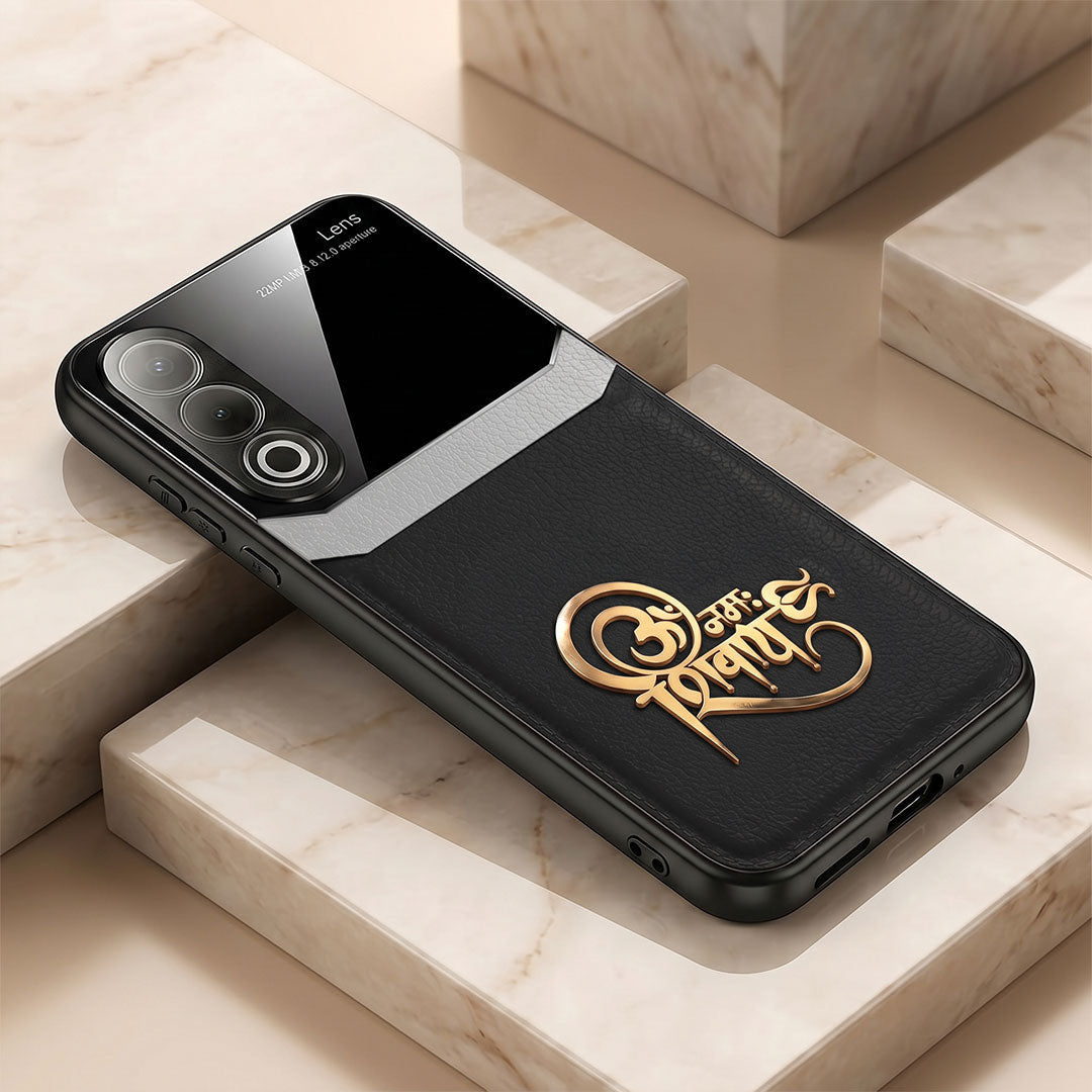 Oppo K12x 5G Om Namah Shivay 3D Gold Metal Leather Back Case