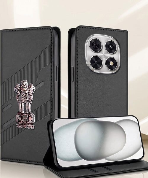 Oppo F29 Pro 5G Satyamev Jayate 3D Emblem Magnetic Flip Wallet Case
