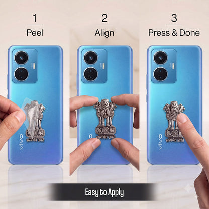 Vivo T1 5G Compatible Satyamev Jayate 3D Metal Emblem Sticker