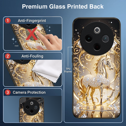 Vivo T4 5G Luxury Horse Texture Acrylic Glass Back Case