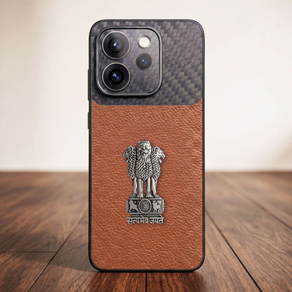 Oppo Reno 15 Pro Mini 5G Satyamev Jayate Carbon Fiber Leather Hybrid Phone Case