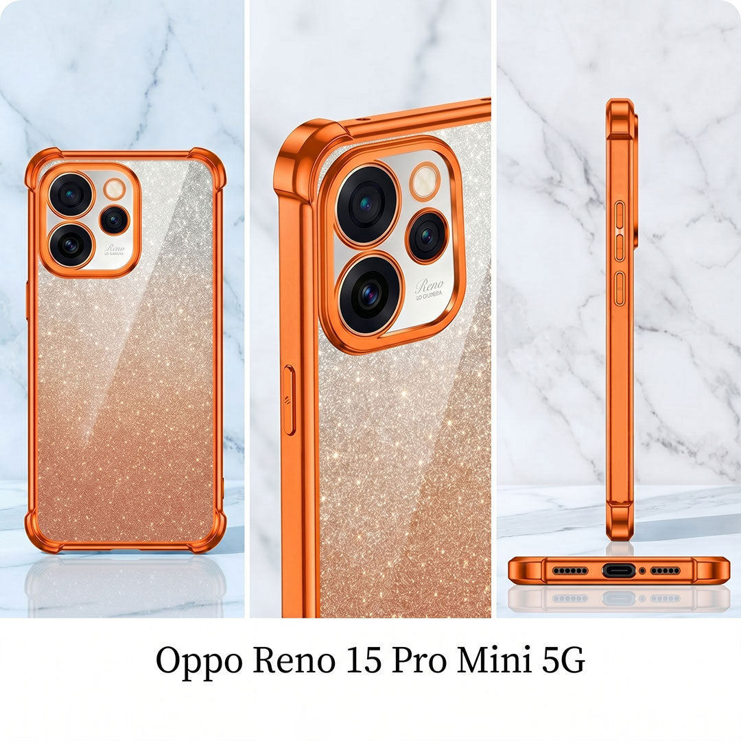 Oppo Reno 15 Pro Mini 5G Luxury Shockproof Shimmer Airbag Cosmic Orange Case