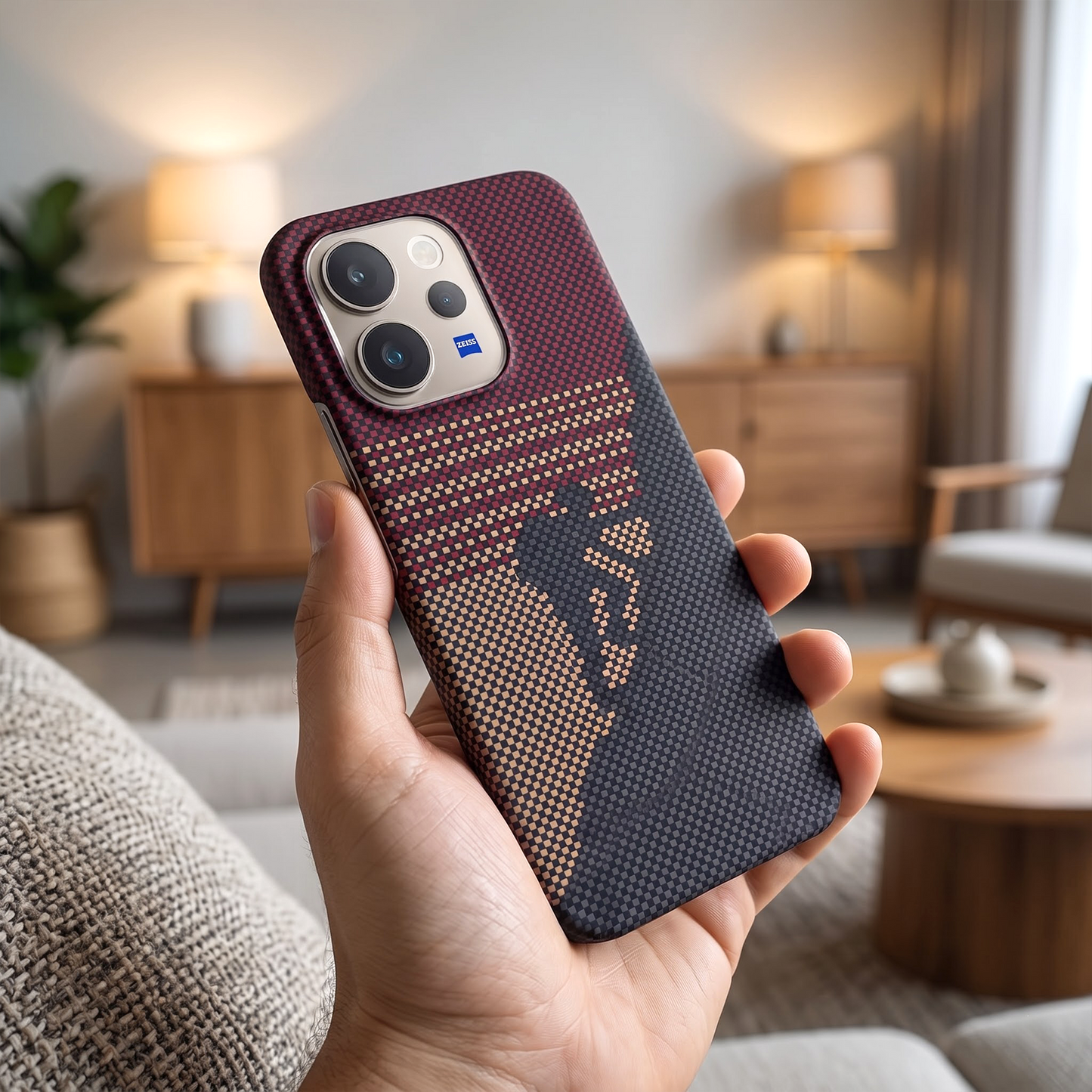 Vivo V70 5G Premium Aramid Carbon Fiber Pixel Pattern Phone Case