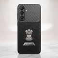 Samsung Galaxy A57 5G Satyamev Jayate 2-in-1 Emblem Carbon Fiber Leather Phone Case