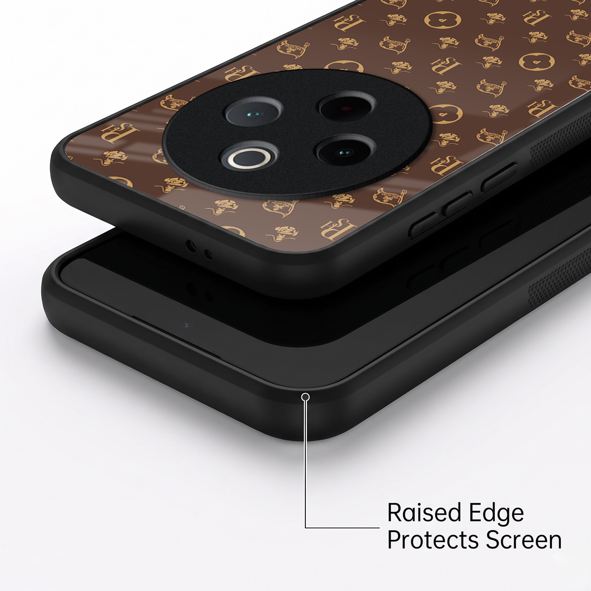 Vivo T4 5G Luxury Monogram Brown Acrylic Glass Back Case