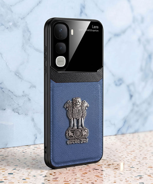 Vivo Y400 Pro 5G Satyamev Jayate 3D Metal Leather Back Case