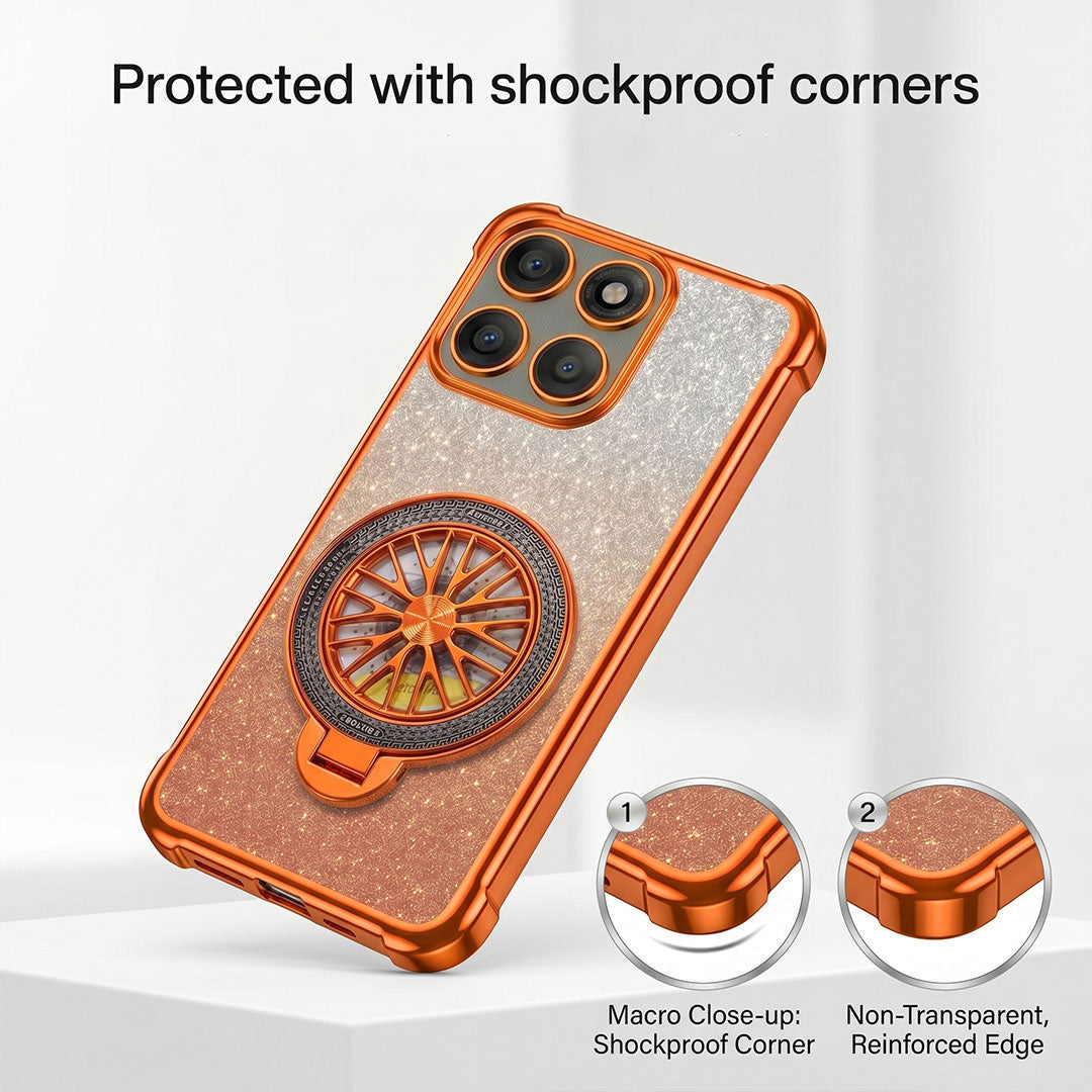 Motorola Edge 60 Pro 5G Stress Buster Wheel Rotating Shimmer Airbag Cosmic Orange Case