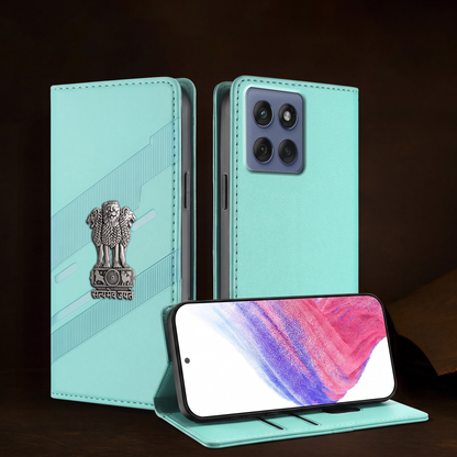 Motorola Edge 60 Fusion 5G Satyamev Jayate 3D Emblem Magnetic Flip Wallet Case