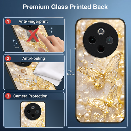 Vivo T4 5G Golden Butterfly Acrylic Glass Back Case
