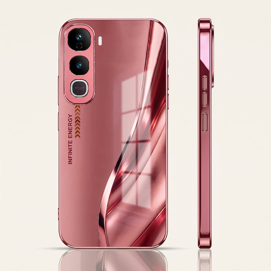 Vivo Y400 Pro 5G  Luxury Infinity Energy Pink Electroplated Glass Phone Back Case