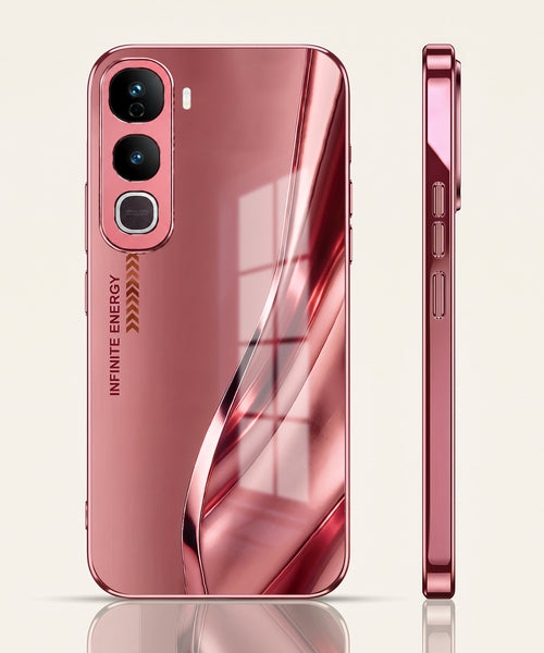 Vivo Y400 Pro 5G  Luxury Infinity Energy Pink Electroplated Glass Phone Back Case