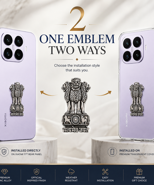 Xiaomi 17T 5G Compatible Satyamev Jayate 3D Metal Emblem Sticker