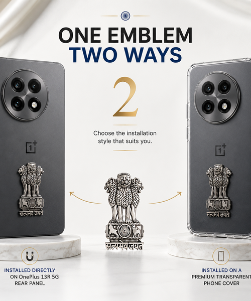 OnePlus 13R 5G Compatible Satyamev Jayate 3D Metal Emblem Sticker