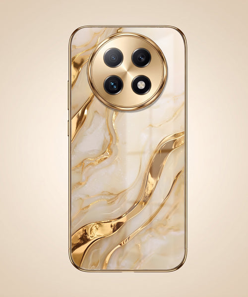 Oppo F29 Pro 5G Marvel Texture Gold Electroplated Glass Phone Back Case