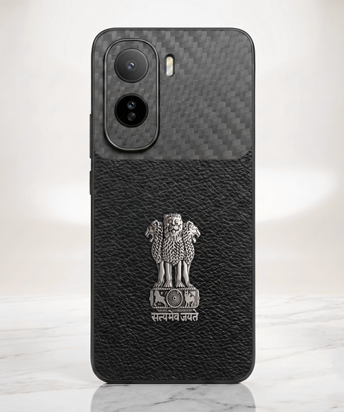 Vivo T5 Pro 5G Satyamev Jayate Carbon Fiber Leather Hybrid Phone Case