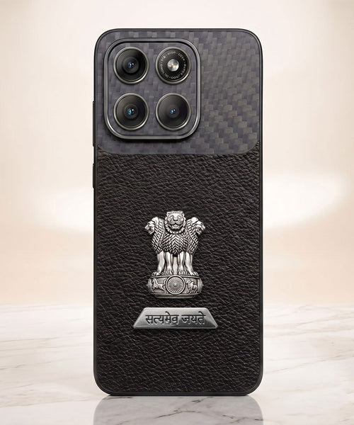 Motorola Edge 70 Fusion 5G Satyamev Jayate 2-in-1 Emblem Carbon Fiber Leather Phone Case