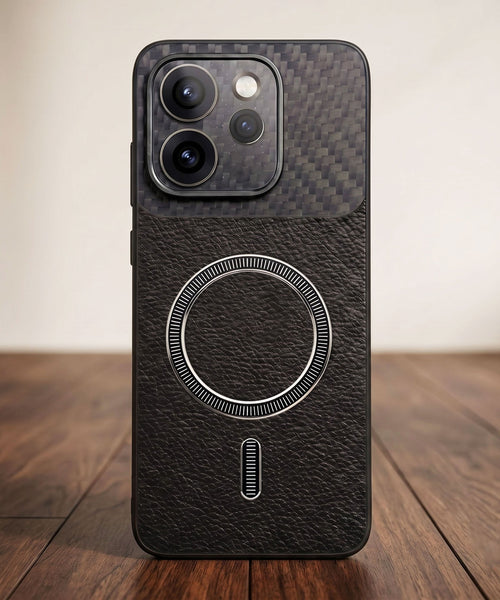 Oppo Reno 15 Pro Mini 5G Carbon Fiber Leather Hybrid MagSafe Magnetic Case