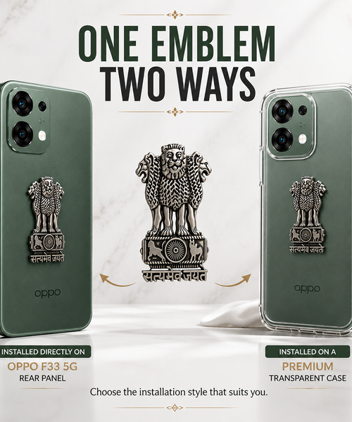Oppo F33 5G Compatible Satyamev Jayate 3D Metal Emblem Sticker