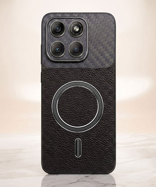 Motorola Edge 60 Pro 5G Carbon Fiber Leather Hybrid MagSafe Magnetic Case