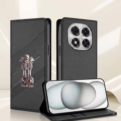 Redmi Note 14 Pro Plus 5G Satyamev Jayate 3D Emblem Magnetic Flip Wallet Case
