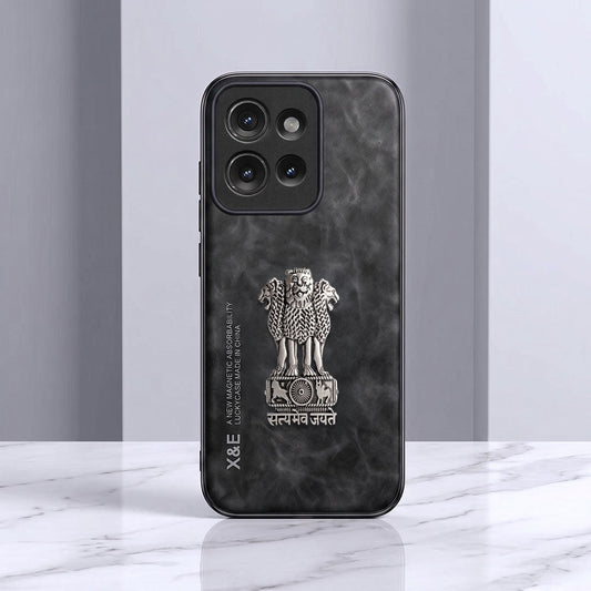 Motorola Edge 50 5G Metal Emblem Satyamev Jayate Comfortable Sheepskin Phone Case