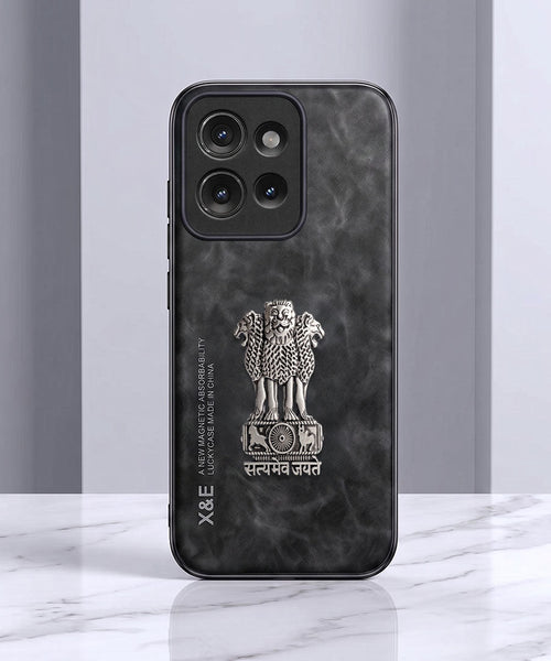 Motorola Edge 50 5G Metal Emblem Satyamev Jayate Comfortable Sheepskin Phone Case