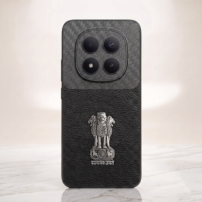Redmi Note 15 Pro Plus 5G Satyamev Jayate Carbon Fiber Leather Hybrid Phone Case