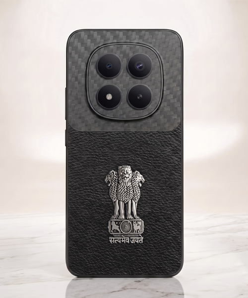 Redmi Note 15 Pro Plus 5G Satyamev Jayate Carbon Fiber Leather Hybrid Phone Case