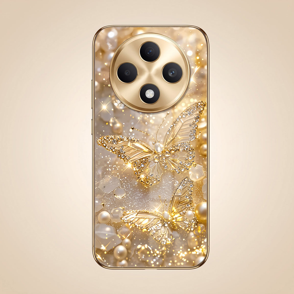 Oppo F27 Pro+ 5G Golden Butterfly Gold Electroplated Glass Phone Back Case